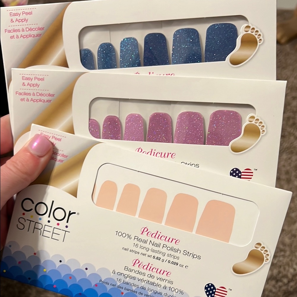 Color Street Glitter and Solid Pedicure Nail Strips